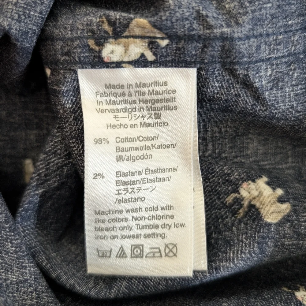 J. Crew Reindeer Dog Flex Fit Short Sleeve Button Down